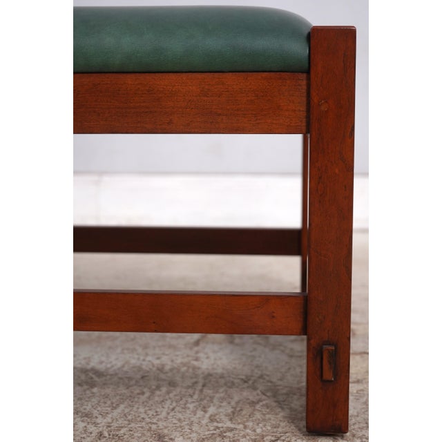 Stickley Mission Cherry Leather Bench For Sale In Philadelphia - Image 6 of 16