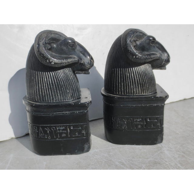Stone & Resin Amun-Ra Egyptian Bookends Metropolitan Museum of Art - A Pair of 2 For Sale - Image 9 of 11