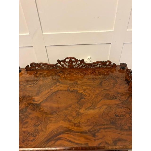 Antique Victorian Burr Walnut Canterbury Magazine Rack, 1860 For Sale - Image 3 of 13