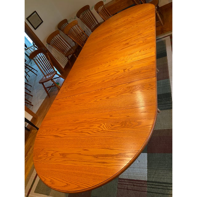 Mid 20th Century Oval Tom Seely Natural Solid Oak Double Pedestal Claw