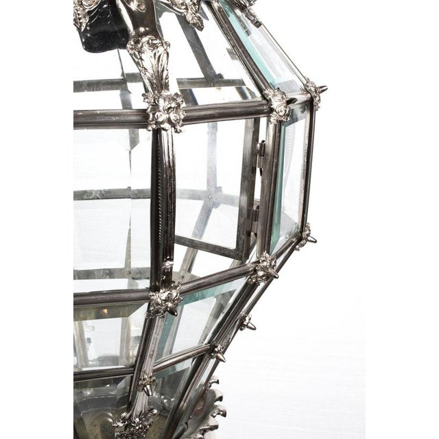 Vintage Silvered Bronze Versailles Diamond Baluster Lantern, Set of 2 For Sale - Image 6 of 10