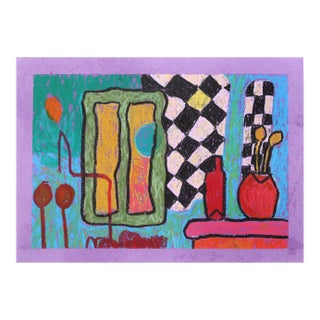 Still Life 7 - Original Bold Abstract Food Still Life Painting on Paper by Valerie Etitinwo For Sale