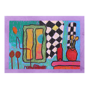 Still Life 7 - Original Bold Abstract Food Still Life Painting on Paper by Valerie Etitinwo