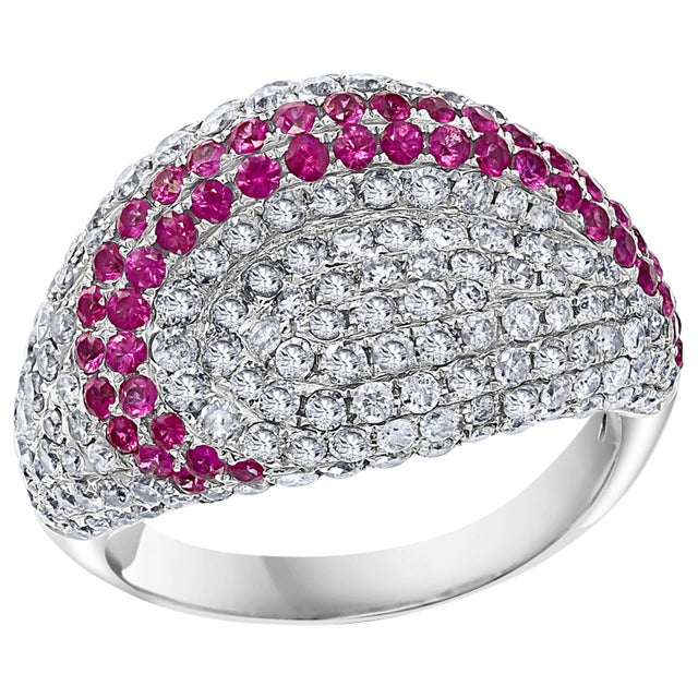 1 Carat Pink Sapphire and 4 Carat Diamond 18 Karat White Gold Ring, Estate For Sale - Image 9 of 18