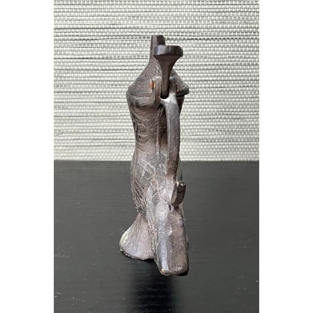 Bronze Antique 17th C. (1699) Brass Oil Lamp, Bird-Shaped Oil Lamp (Türkiye) For Sale - Image 8 of 11