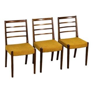Scandinavian Teak and Corduroy Dining Chairs, 1960, Set of 3 For Sale