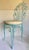 Vintage Aqua Wrought Iron Vanity Chair With Shell-Shaped Scroll Back & Cushion For Sale - Image 12 of 12