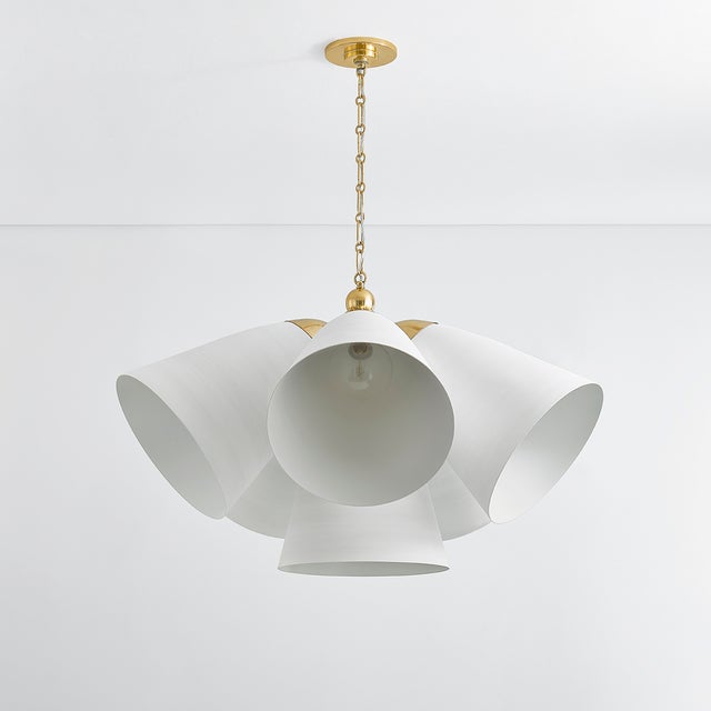 Hudson Valley Lighting Hudson Valley Lighting Bronson 37.5 in. 6 Light Chandelier in Aged Brass and White Plaster Finish For Sale - Image 4 of 11