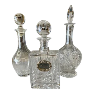 1950s French Crystal Decanters Set- 3 Pieces