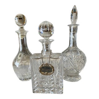 French Crystal Decanters Set- 3 Pieces For Sale