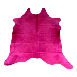 2000 - 2009 Hot Pink Dyed Natural Brazilian Cowhide 7' 8" X 6' 11" For Sale