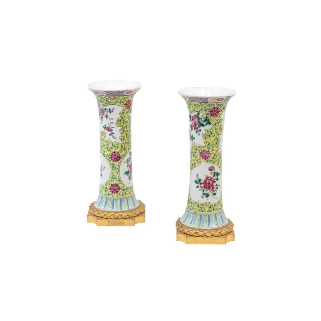 Antique Gu-Form Pink Porcelain Vases, Set of 2 For Sale - Image 6 of 6