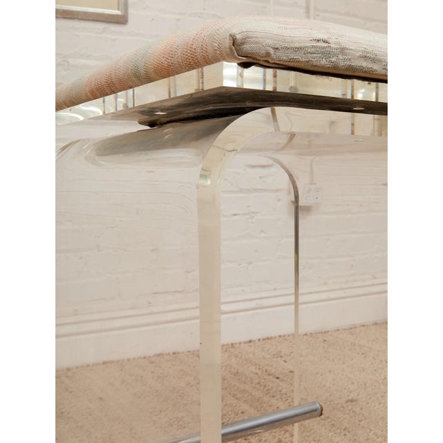 Mid-Century Modern Mid 20th Century Lucite Pair of Stools With Seat Pads, Pair For Sale - Image 3 of 11