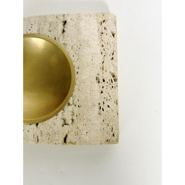Travertine and Brass Ashtray, France, 1960s For Sale - Image 6 of 14