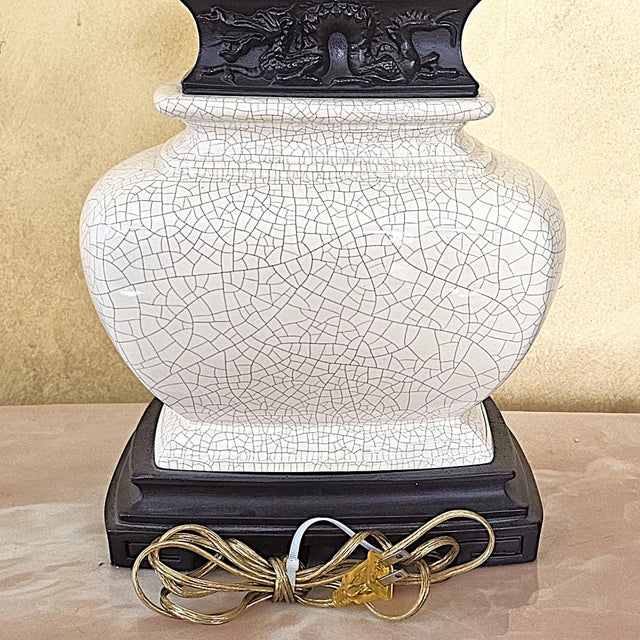 Contemporary Oriental‑Style Crackle Glaze Ceramic Lamp – Ul Listed For Sale - Image 10 of 18