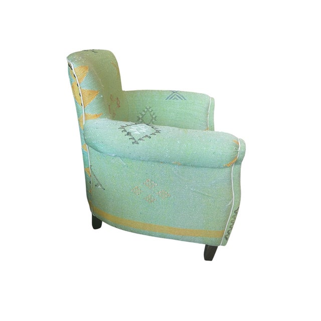 2020s Hand-Tailored Moroccan Sabra Silk Club Chair For Sale - Image 5 of 9