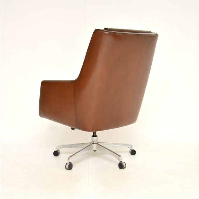 Silver Vintage Danish Leather Swivel Desk Chair, 1960s For Sale - Image 8 of 14