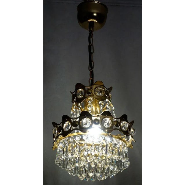Brass & Lead Crystal Bodenmais Chandelier from Joska, 1970s For Sale - Image 10 of 12