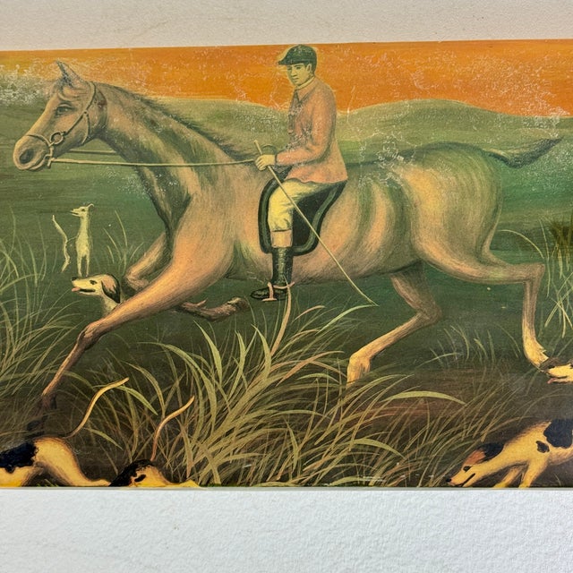 An Old Vintage Elongated Keepsake Box With Horse Rider & Dogs Hunting Scene For Sale In New York - Image 6 of 11