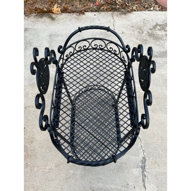 Black Wrought Iron Outdoor Garden Bar Cart in Black For Sale - Image 8 of 12