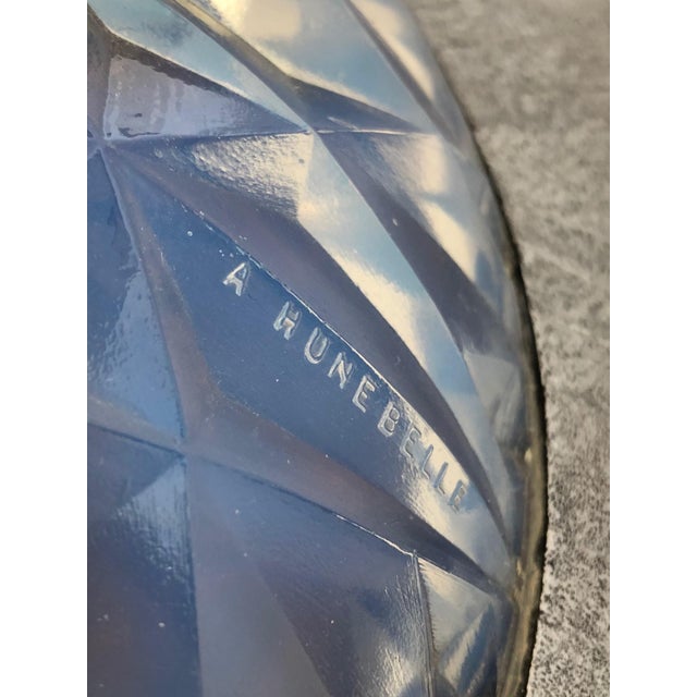 1920s Hunnebelle French Iron Glass Flushmount LIght Fixture For Sale - Image 5 of 11