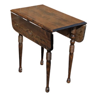 Vintage Federal Style Hand-Painted Pine Drop-Leaf Side Table, Circa 1925 For Sale