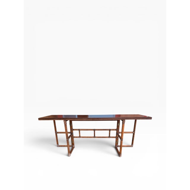 1970s Vintage McGuire San Francisco Convertible Bamboo & Rosewood Dining Console Table For Sale - Image 5 of 17