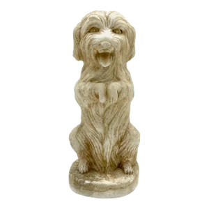 Anglo-Indian Regency Carved Marble Sculpture of Seated Long Hair Terrier