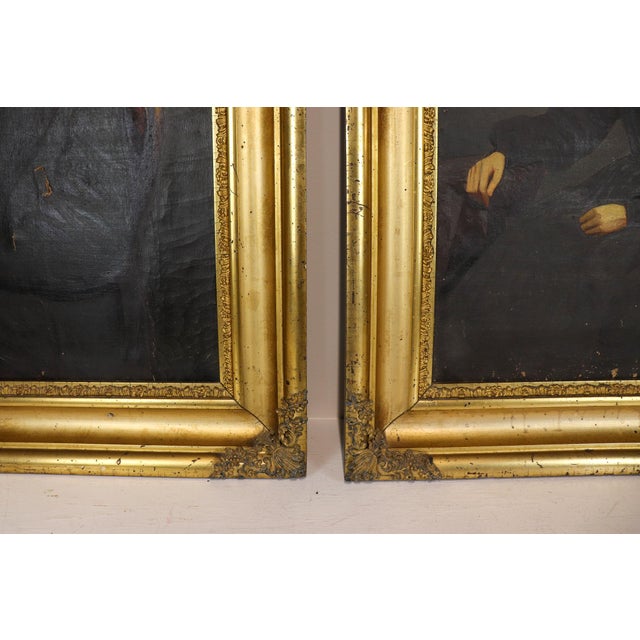 19th Century Victorian Oil Portrait Pendant Pair in Gilt Frames For Sale - Image 11 of 16