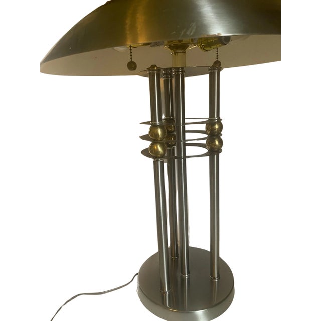 Silver Art Deco Style Metal Table Lamp, Circa 1950’s For Sale - Image 8 of 10