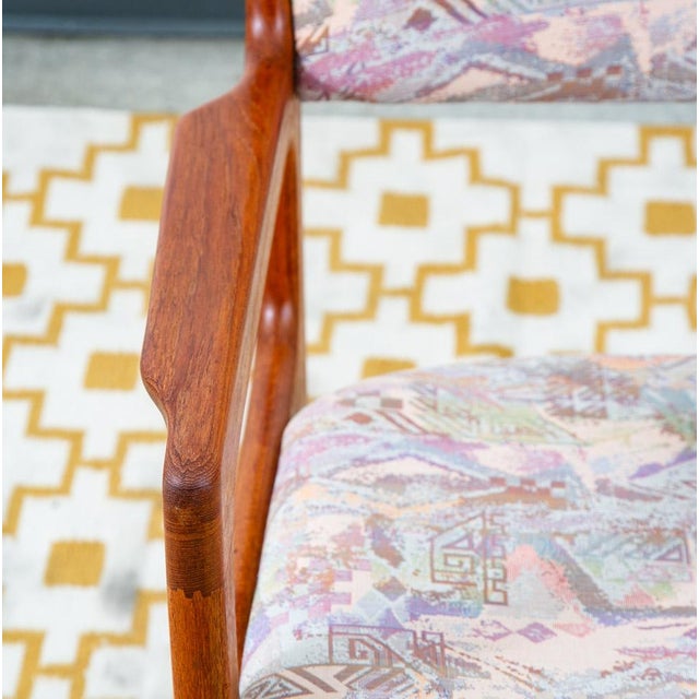 1960s 1960s Mid Century Danish Modern Rocking Chair Attributed to Benny Linden Teak Fabric MCM Rocker MCM For Sale - Image 5 of 12