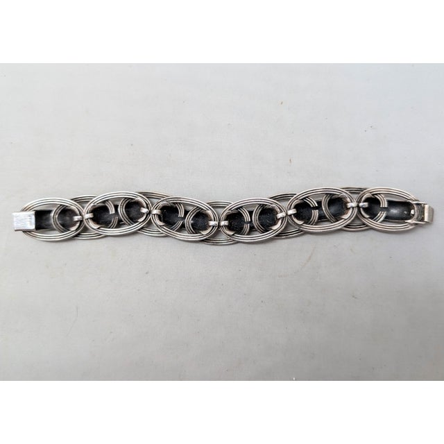 Vintage 1950s Signed Napier Silvertone Link Bracelet For Sale - Image 9 of 11