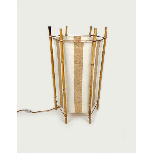 Italian Bamboo and Rattan Floor Lamp in the style of Louis Sognot, 1960s For Sale - Image 3 of 15