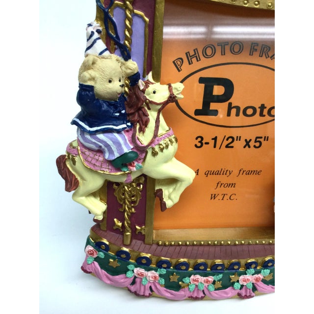 Shabby Chic Vintage 90s Bright Sculpted Resin Merry Go Round Photo Frame For Sale - Image 3 of 8