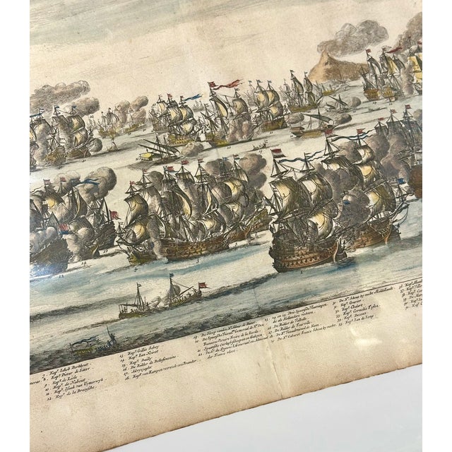 Battle of Agosta (Augusta), Sicily (Mount Etna) | Original Hand-Colored Copperplate Engraving by Daniël Stoopendaal, 1676 For Sale - Image 4 of 4