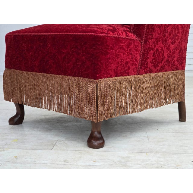 Vintage Danish Oak Armchair with Velour Upholstery, 1950s For Sale - Image 14 of 17