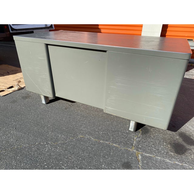Mid-Century Modern Vintage Mid Century Modern Metal Tanker Desk For Sale - Image 3 of 10