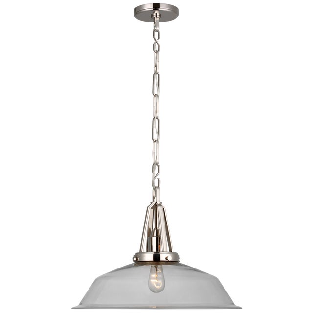 Layton 20" Pendant in Polished Nickel with Clear Glass Designer: Chapman & Myers Canopy: 5.25" Round Mounting: Chain Shade...