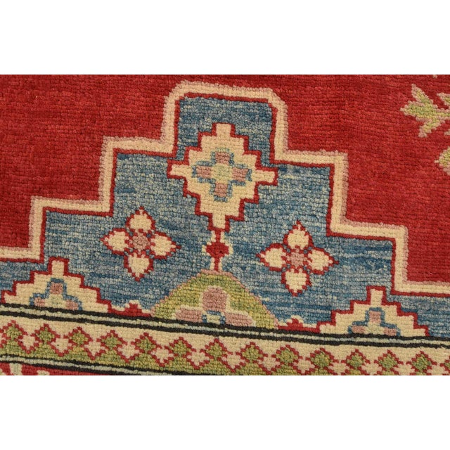 Kazak Rug 8′ X 9′ Red Wool Tribal Hand-Knotted Oriental Carpet For Sale - Image 4 of 15