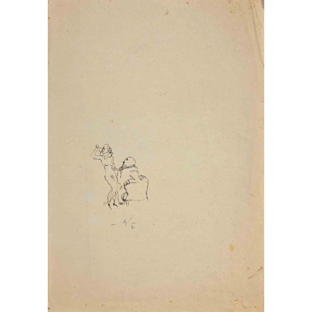 Mino Maccari, The Seduce, Original Drawing, Mid-20th-Century For Sale