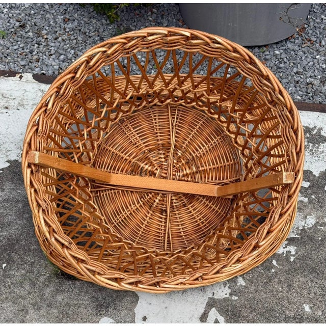 Wood Vintage Wicker Armchair, 1950s For Sale - Image 7 of 15