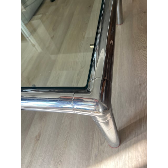 Chrome Vintage 60’s John Mascherino Tubo Chrome and Glass Coffee Table For Sale - Image 8 of 9