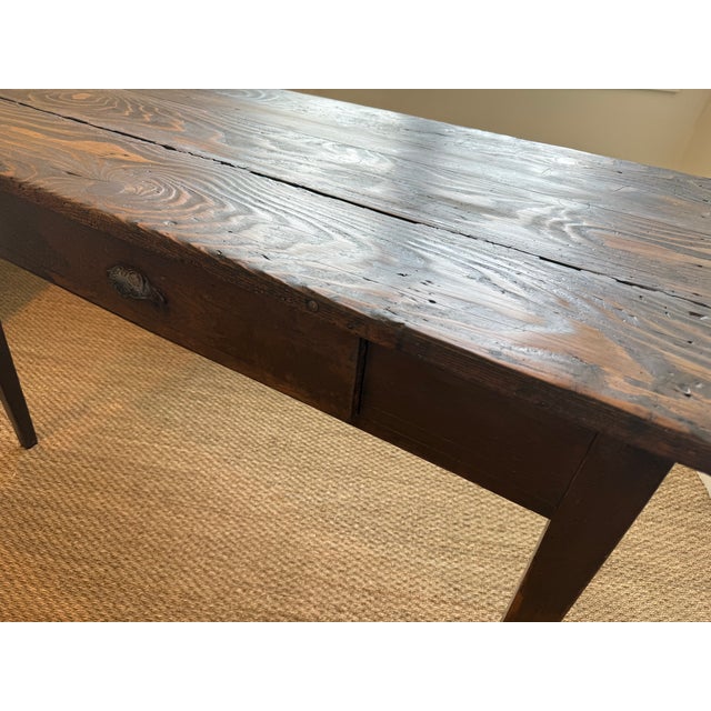 This antique farmhouse style table is from the South of France - Circa 1850 - 1870. The top is made of antique chestnut...