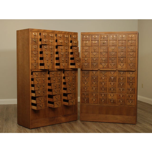 1960's Vintage Maple Pair 72 Drawer Library Card File Chairish