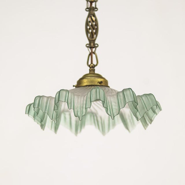 Art Deco Piecrust Hanging Lamp For Sale - Image 4 of 6