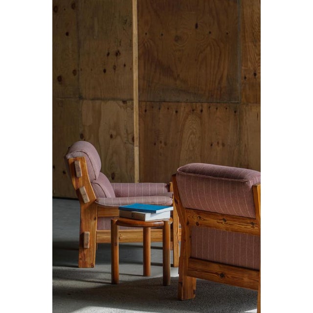 Gold Danish Modern Lounge Chairs in Pine and Wool from Christian IV, 1970s, Set of 2 For Sale - Image 8 of 16