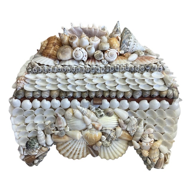 Footed Natural and White Mixed Shell Box For Sale
