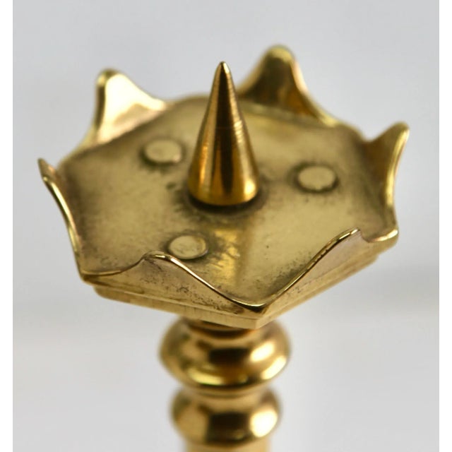 Solid Cast Brass Candlesticks, Set of 2 For Sale - Image 4 of 8