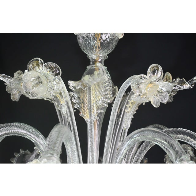 1970s Wonderful Large Size Venetian Chandelier, Transparent and Gold Murano Glass For Sale - Image 17 of 18