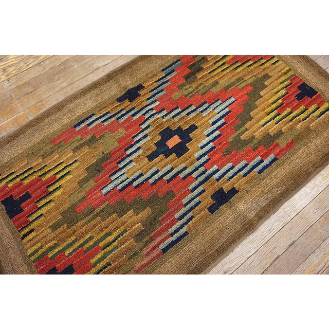 1920s Marvelous Brown Color With Eminent Symmetrical Design Antique American Hooked Rug For Sale - Image 5 of 11